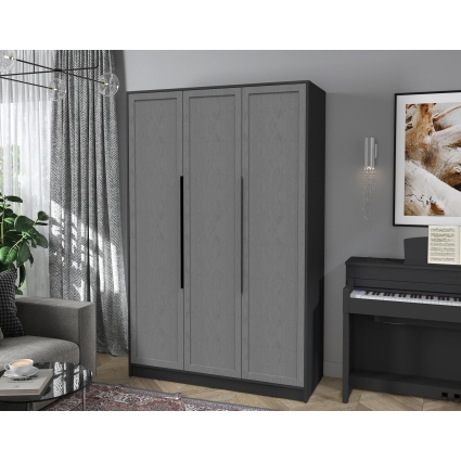 Шкаф распашной Тренд КТ-Ш3 (Антрацит ЛДСП/ Дуб серый ЛМДФ) Ш1360 В2128 Г547